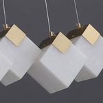 Gold & White Alabaster Sculptural Lumina Vox Pendant Lamp