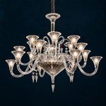 Gondelle Clear Fluted Glass 18-Light Chandelier 49.2" on a deep teal-blue wall