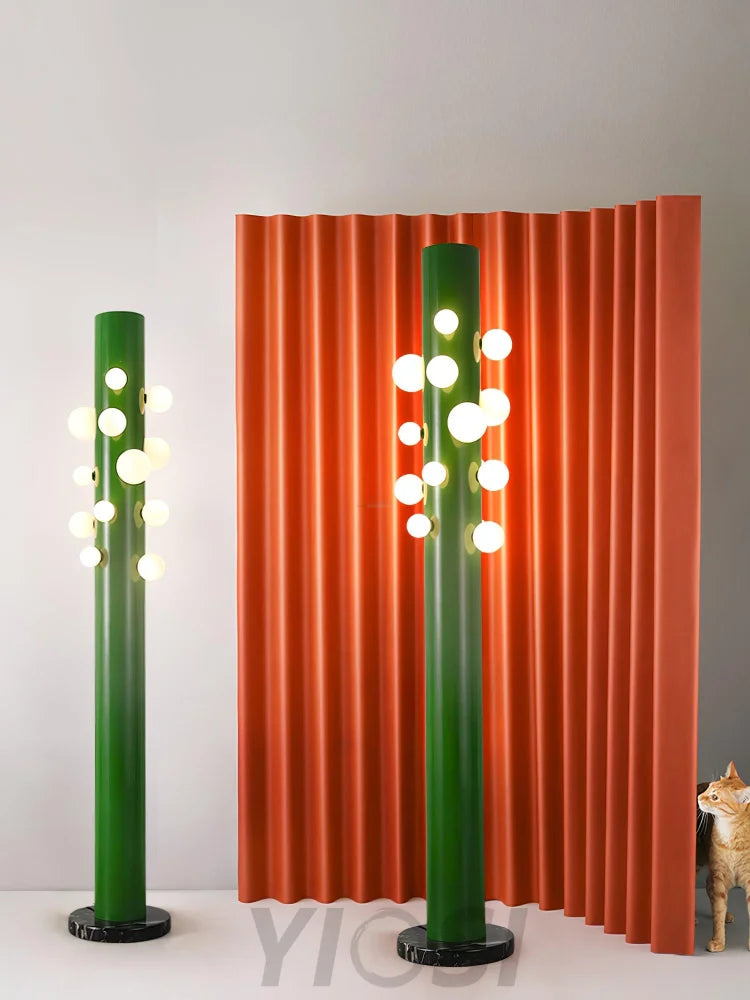 Green Apes Floor Lamp ∅ 11.8″ - Pillar-1-Yiosilamp