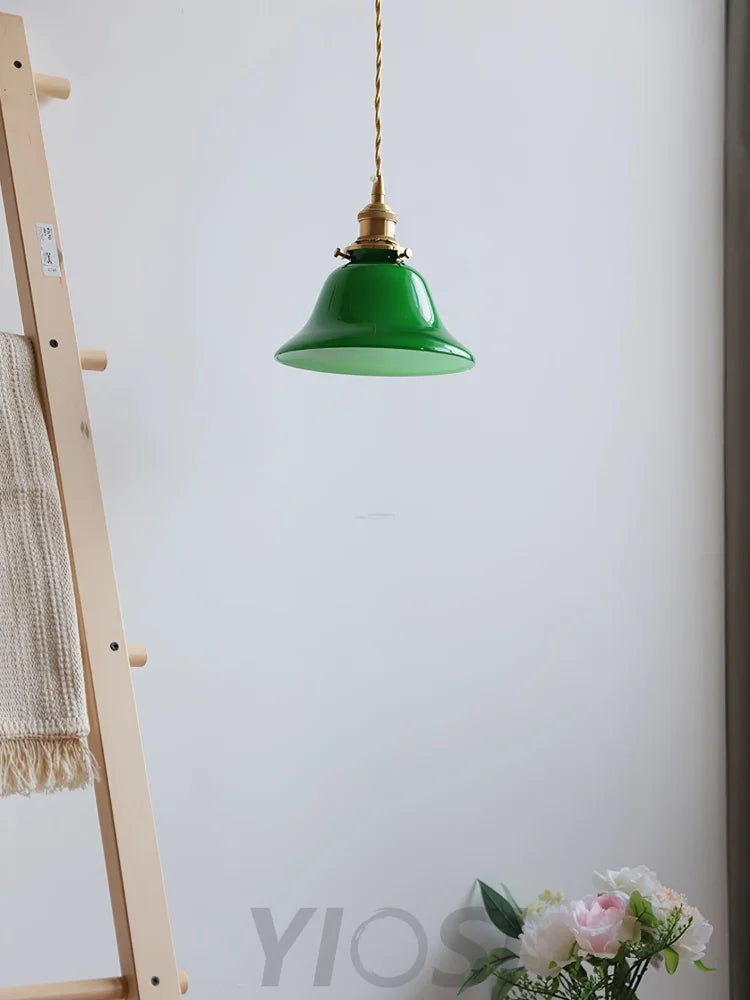 Green Bell Pendant Light ∅ 7.3″ - Earring-1-Yiosilamp