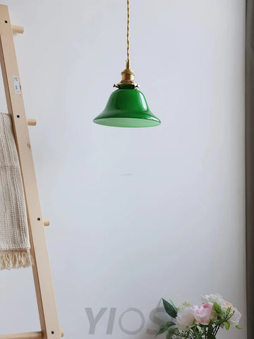 Green Bell Pendant Light ∅ 7.3″ - Earring-1-Yiosilamp