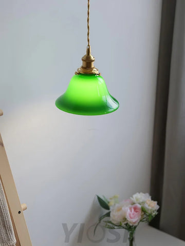 Green Bell Pendant Light ∅ 7.3″ - Earring-1-Yiosilamp