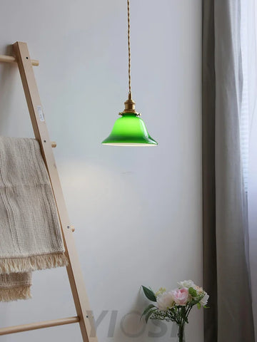 Green Bell Pendant Light ∅ 7.3″ - Earring-1-Yiosilamp