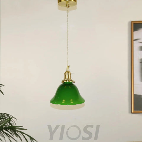 Green Bell Pendant Light ∅ 7.3″ - Earring-1-Yiosilamp