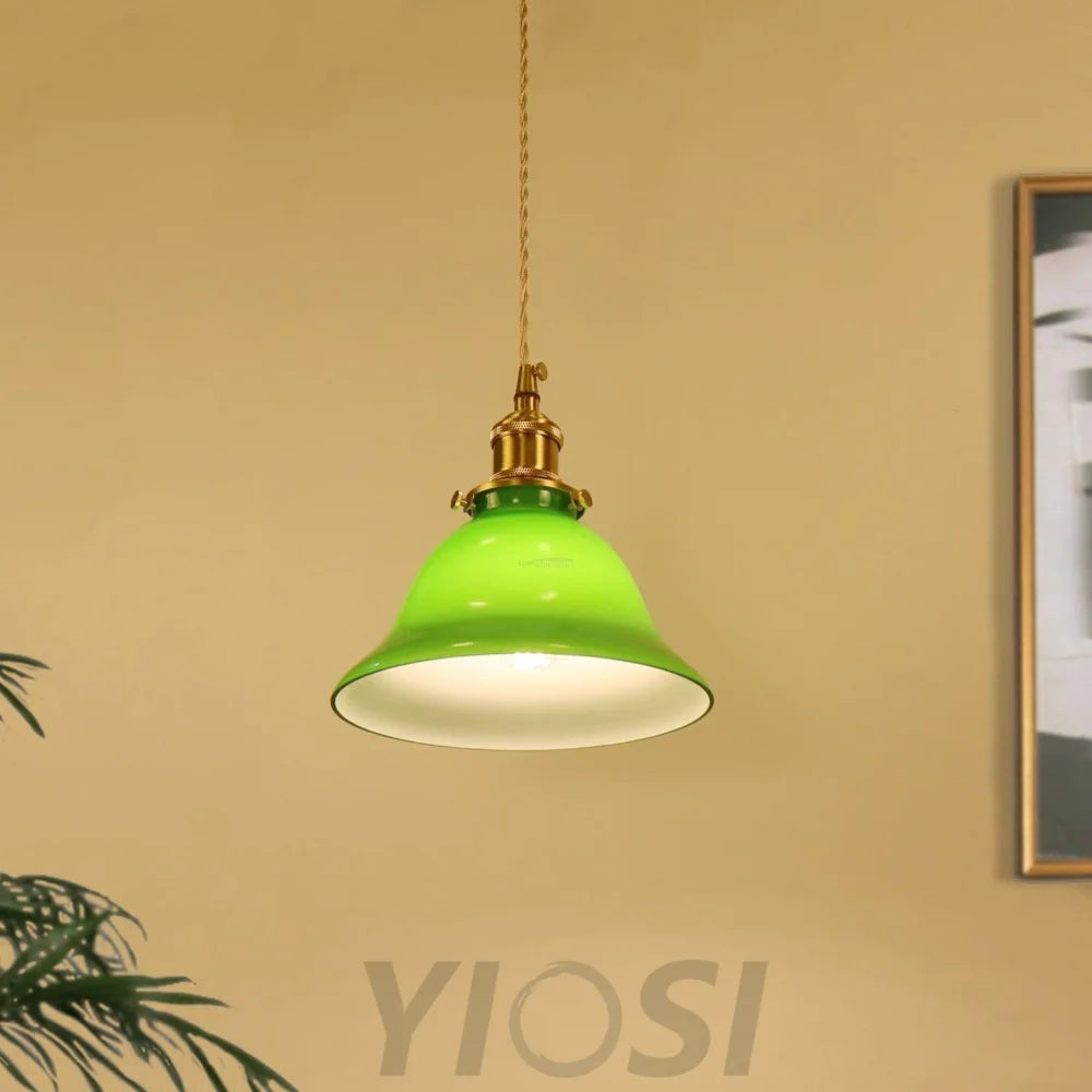 Green Bell Pendant Light ∅ 7.3″ - Earring-1-Yiosilamp