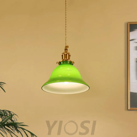 Green Bell Pendant Light ∅ 7.3″ - Earring-1-Yiosilamp