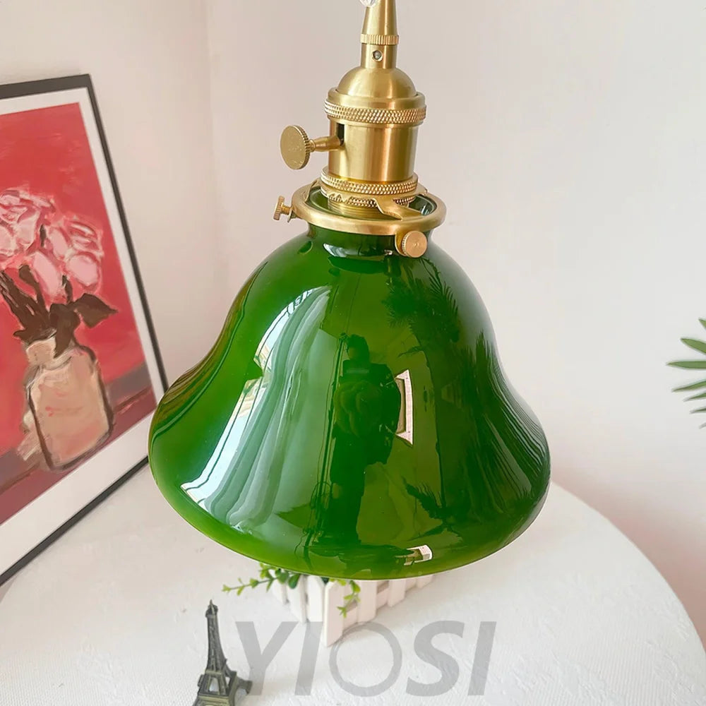 Green Bell Pendant Light ∅ 7.3″ - Earring-1-Yiosilamp