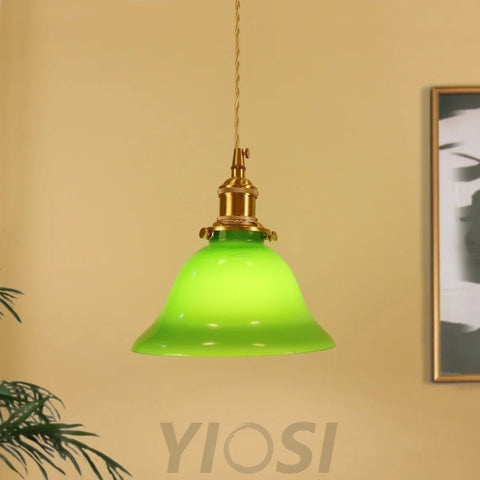 Green Bell Pendant Light ∅ 7.3″ - Earring-1-Yiosilamp