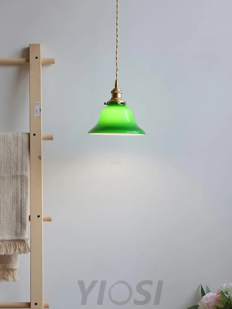 Green Bell Pendant Light ∅ 7.3″ - Earring-1-Yiosilamp