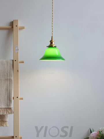 Green Bell Pendant Light ∅ 7.3″ - Earring-1-Yiosilamp