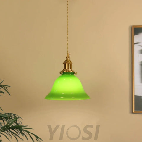 Green Bell Pendant Light ∅ 7.3″ - Earring-1-Yiosilamp