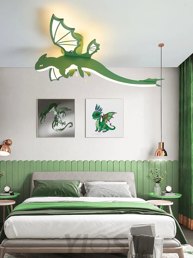 Green Dinosaur Ceiling Light  L 27.5″ - Creature-1-Yiosilamp