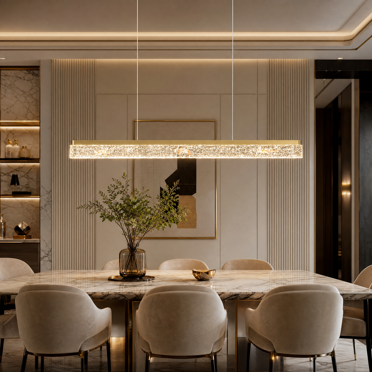 Guilin Landscape Modern Linear Dining Pendant Light - scene