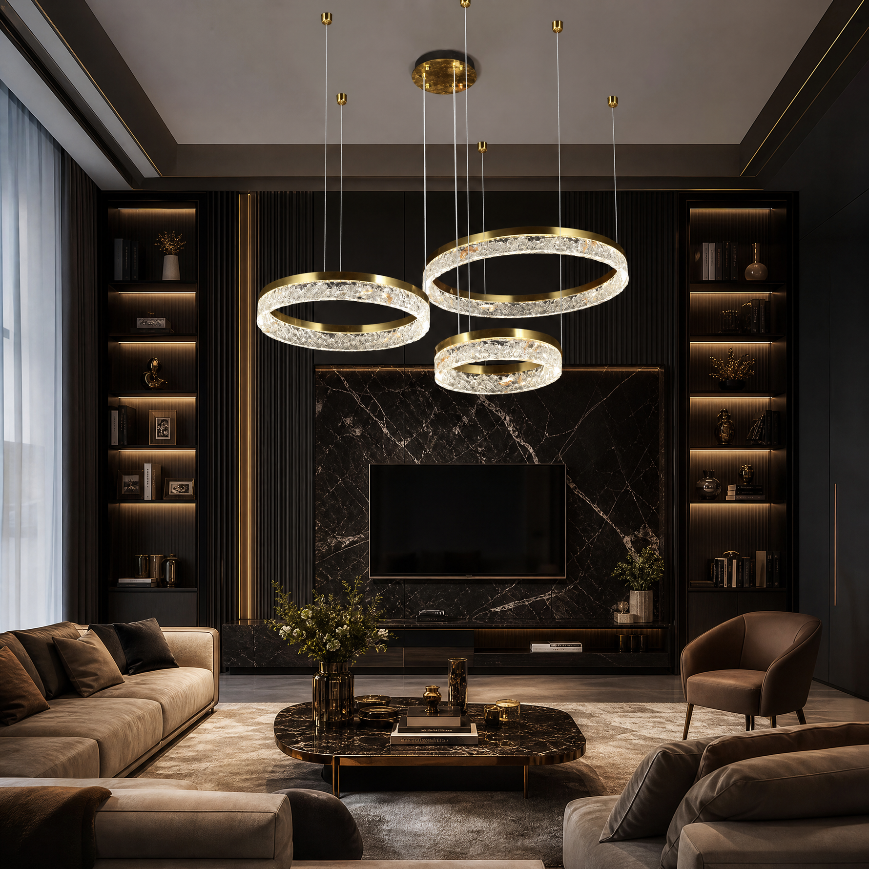 Guilin Landscape Modern Multi-Tier Cluster Chandelier - scene