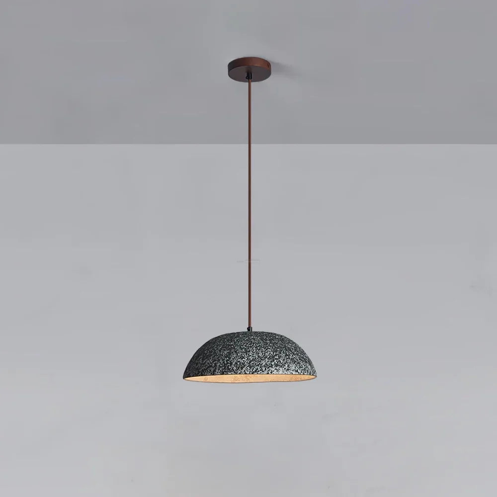 Half Dome Vintage Ceramic Pendant - Antique, Black ceramic & Dark wood, Kaya Ceramics, White ceramic & Dark wood-1-Yiosilamp
