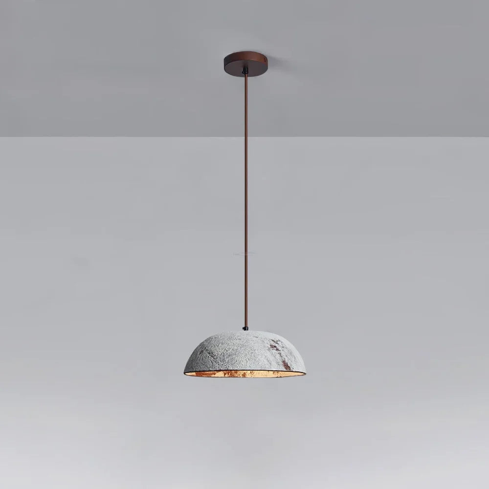 Half Dome Vintage Ceramic Pendant - Antique, Black ceramic & Dark wood, Kaya Ceramics, White ceramic & Dark wood-1-Yiosilamp