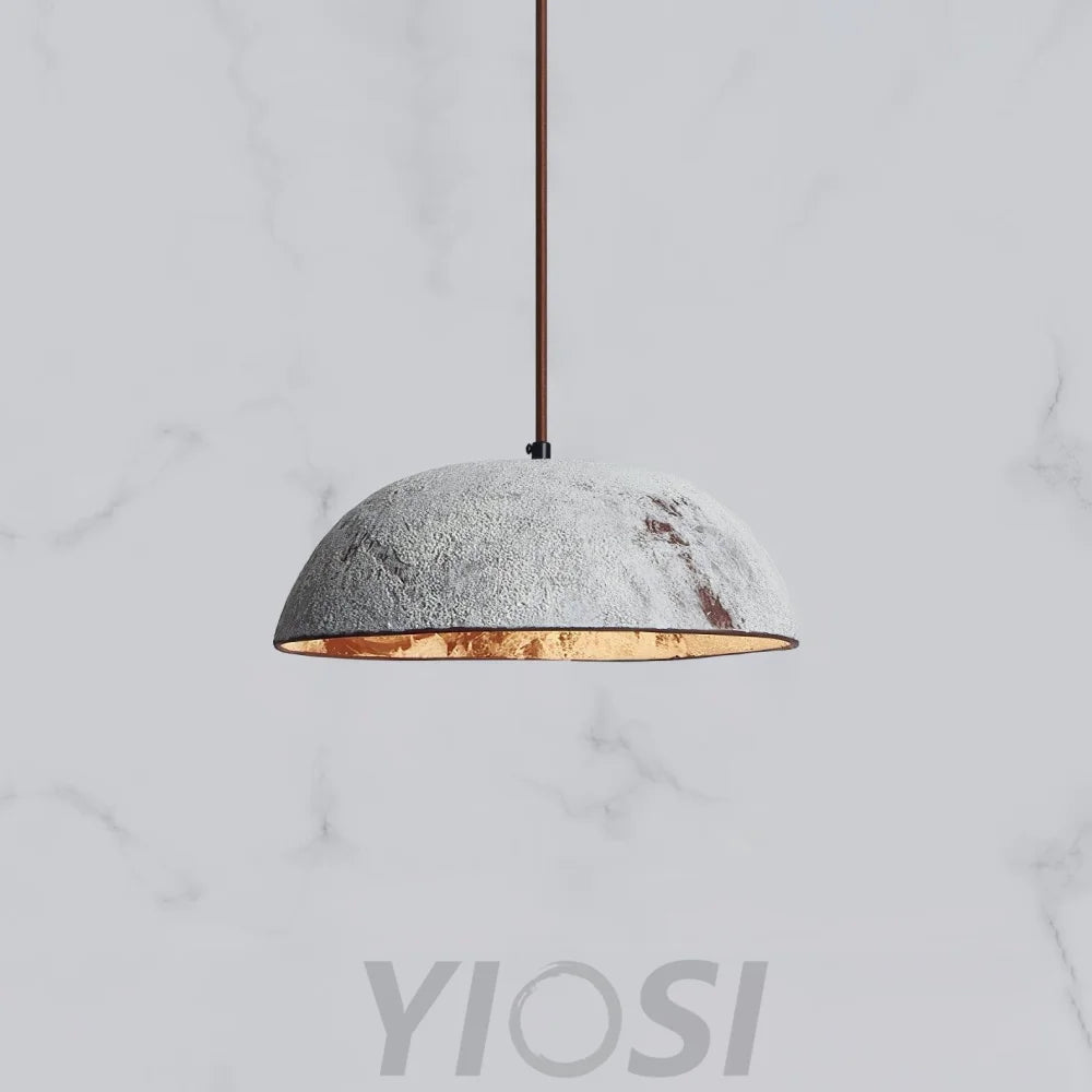 Half Dome Vintage Ceramic Pendant - Antique, Black ceramic & Dark wood, Kaya Ceramics, White ceramic & Dark wood-1-Yiosilamp