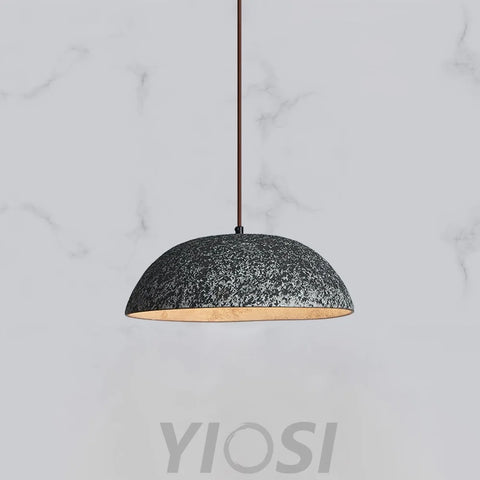 Half Dome Vintage Ceramic Pendant - Antique, Black ceramic & Dark wood, Kaya Ceramics, White ceramic & Dark wood-1-Yiosilamp