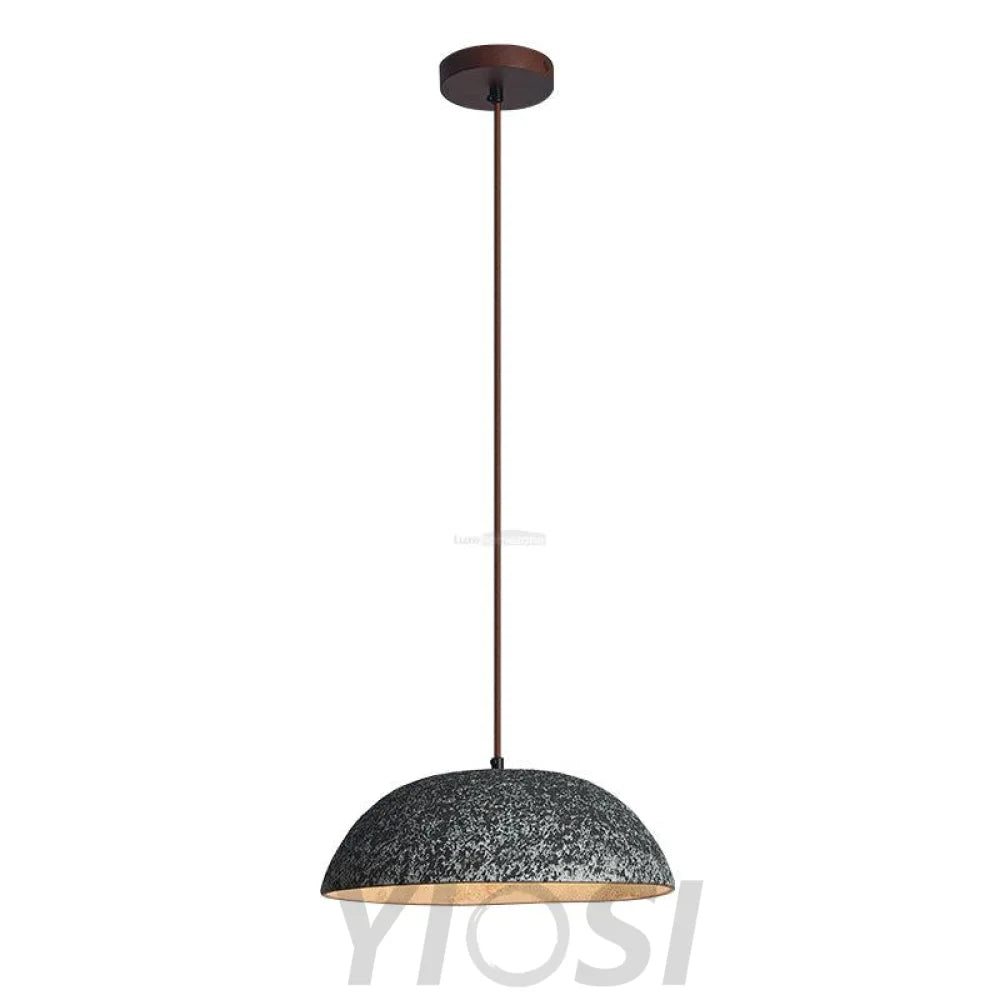 Half Dome Vintage Ceramic Pendant - Antique, Black ceramic & Dark wood, Kaya Ceramics, White ceramic & Dark wood-1-Yiosilamp