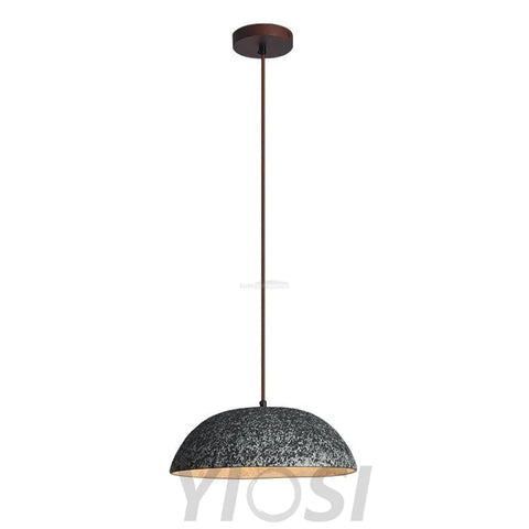 Half Dome Vintage Ceramic Pendant - Antique, Black ceramic & Dark wood, Kaya Ceramics, White ceramic & Dark wood-1-Yiosilamp