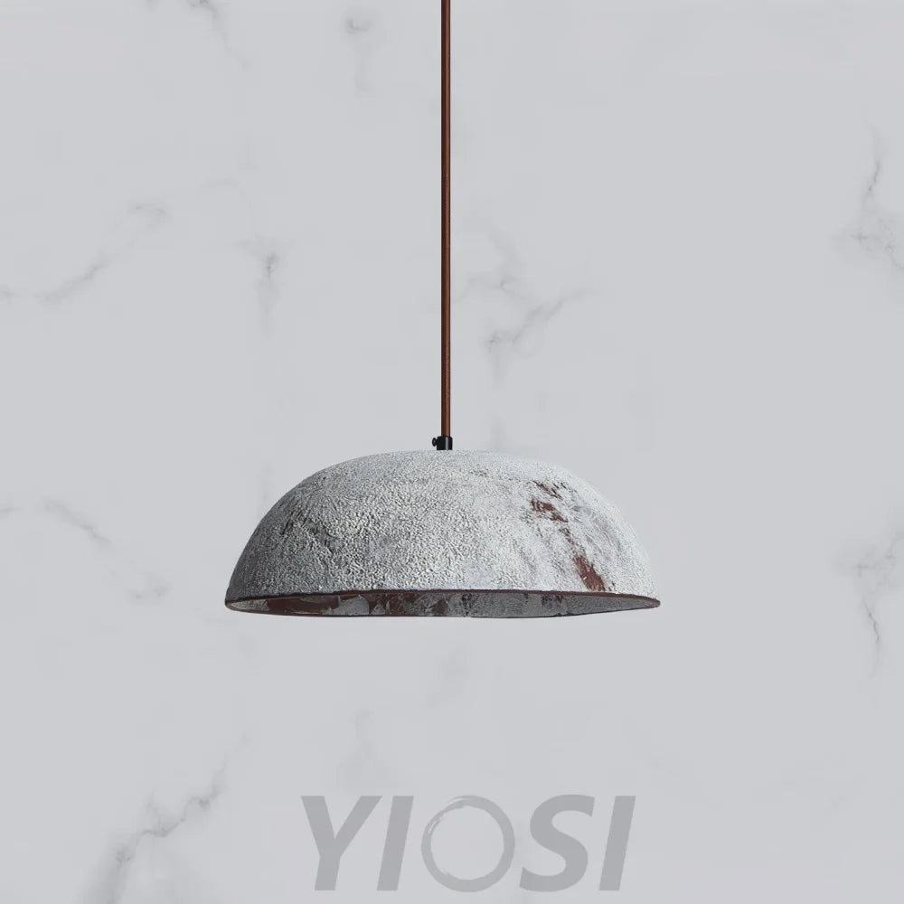 Half Dome Vintage Ceramic Pendant - Antique, Black ceramic & Dark wood, Kaya Ceramics, White ceramic & Dark wood-1-Yiosilamp