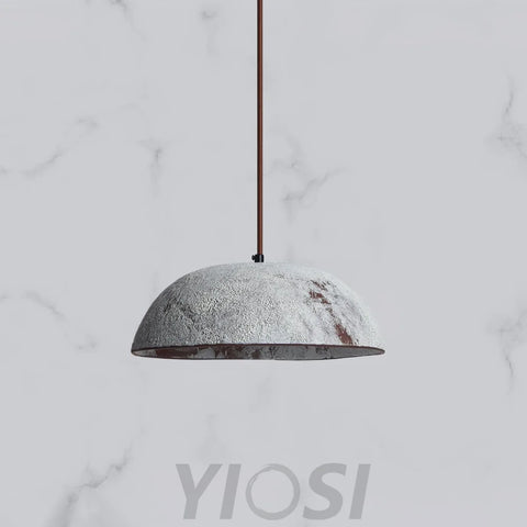 Half Dome Vintage Ceramic Pendant - Antique, Black ceramic & Dark wood, Kaya Ceramics, White ceramic & Dark wood-1-Yiosilamp