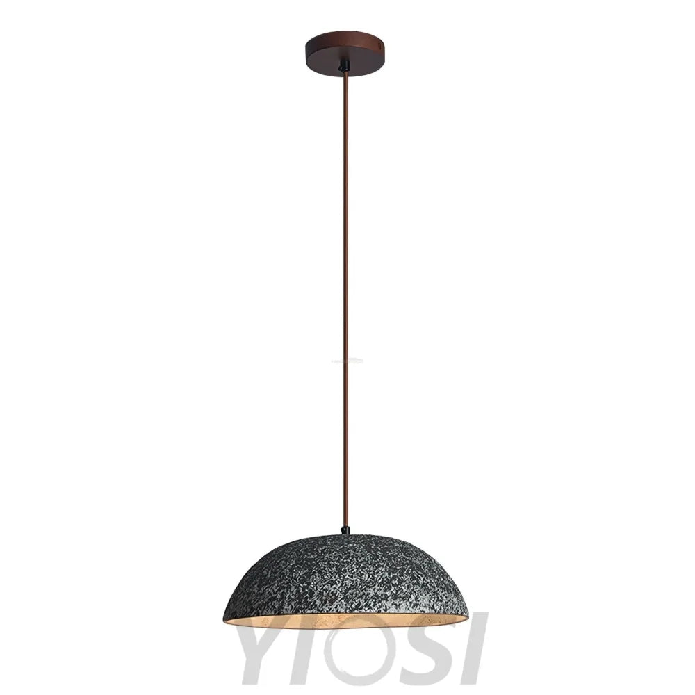 Half Dome Vintage Ceramic Pendant - Antique, Black ceramic & Dark wood, Kaya Ceramics, White ceramic & Dark wood-1-Yiosilamp