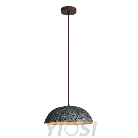 Half Dome Vintage Ceramic Pendant - Antique, Black ceramic & Dark wood, Kaya Ceramics, White ceramic & Dark wood-1-Yiosilamp