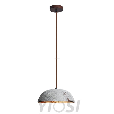 Half Dome Vintage Ceramic Pendant - Antique, Black ceramic & Dark wood, Kaya Ceramics, White ceramic & Dark wood-1-Yiosilamp
