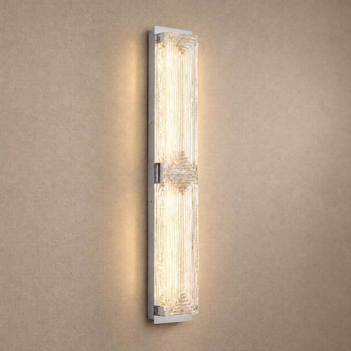 Halo Modern Linear Glass Wall Sconce – lights on