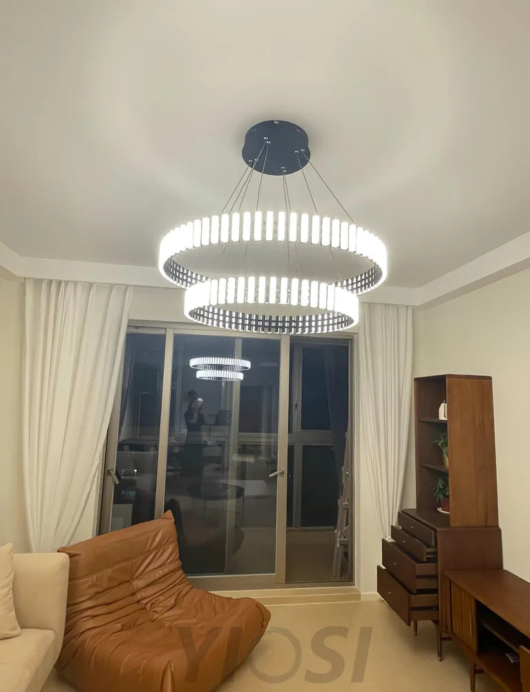 Hanging LED Chandelier ∅ 15.7″ - ring-1-Yiosilamp