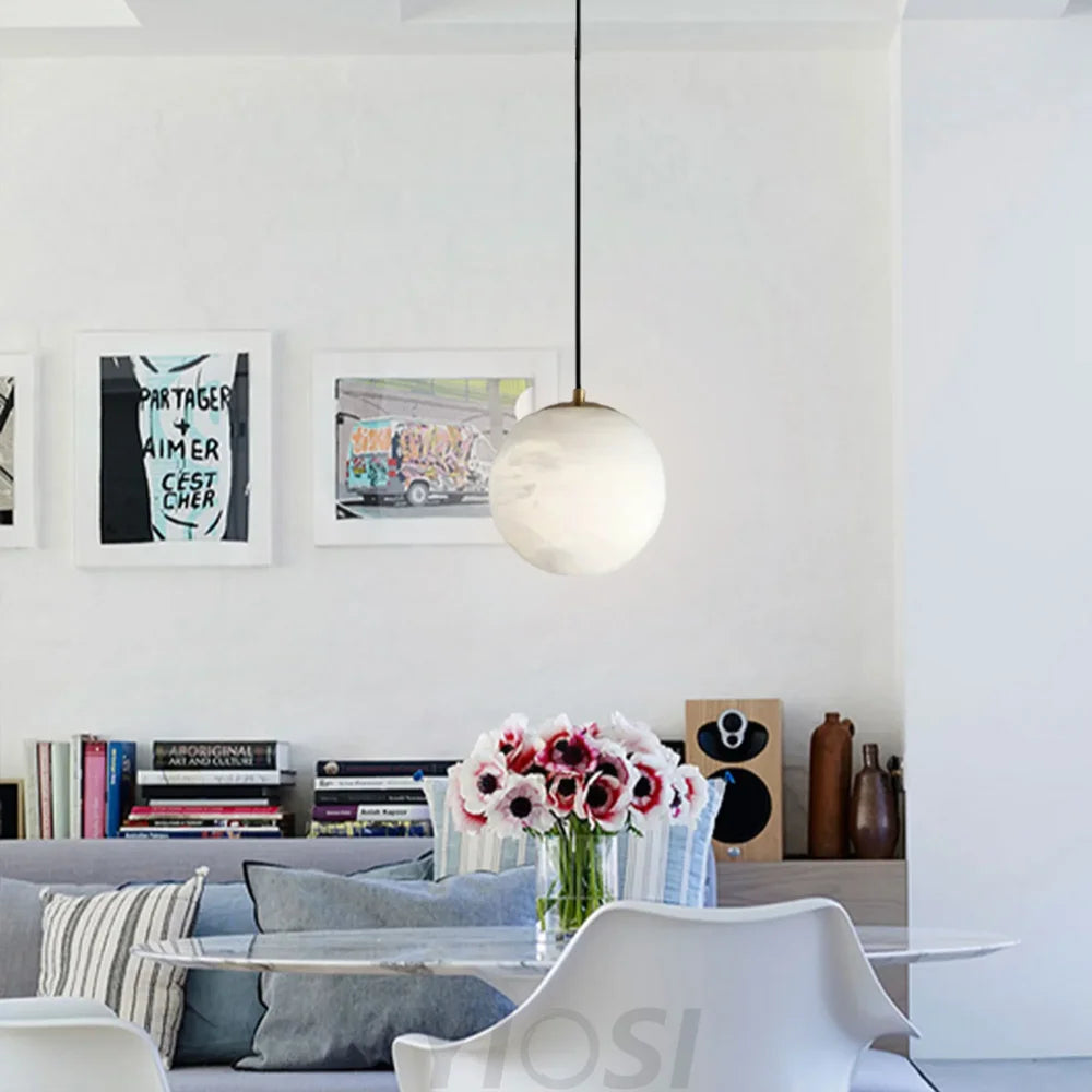 Hansa Alabaster Ball Pendant Island Mini Light