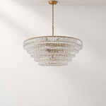 48" Hook Plate Clear Glass Round Chandelier – lights off