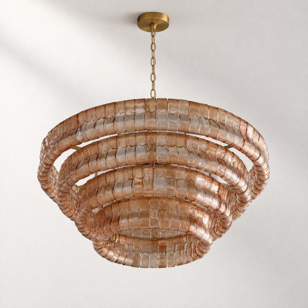 36" Hook Plate Glass Tiered Crystal Drum Chandelier – lights off