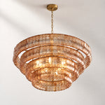 36" Hook Plate Glass Tiered Crystal Drum Chandelier – lights on