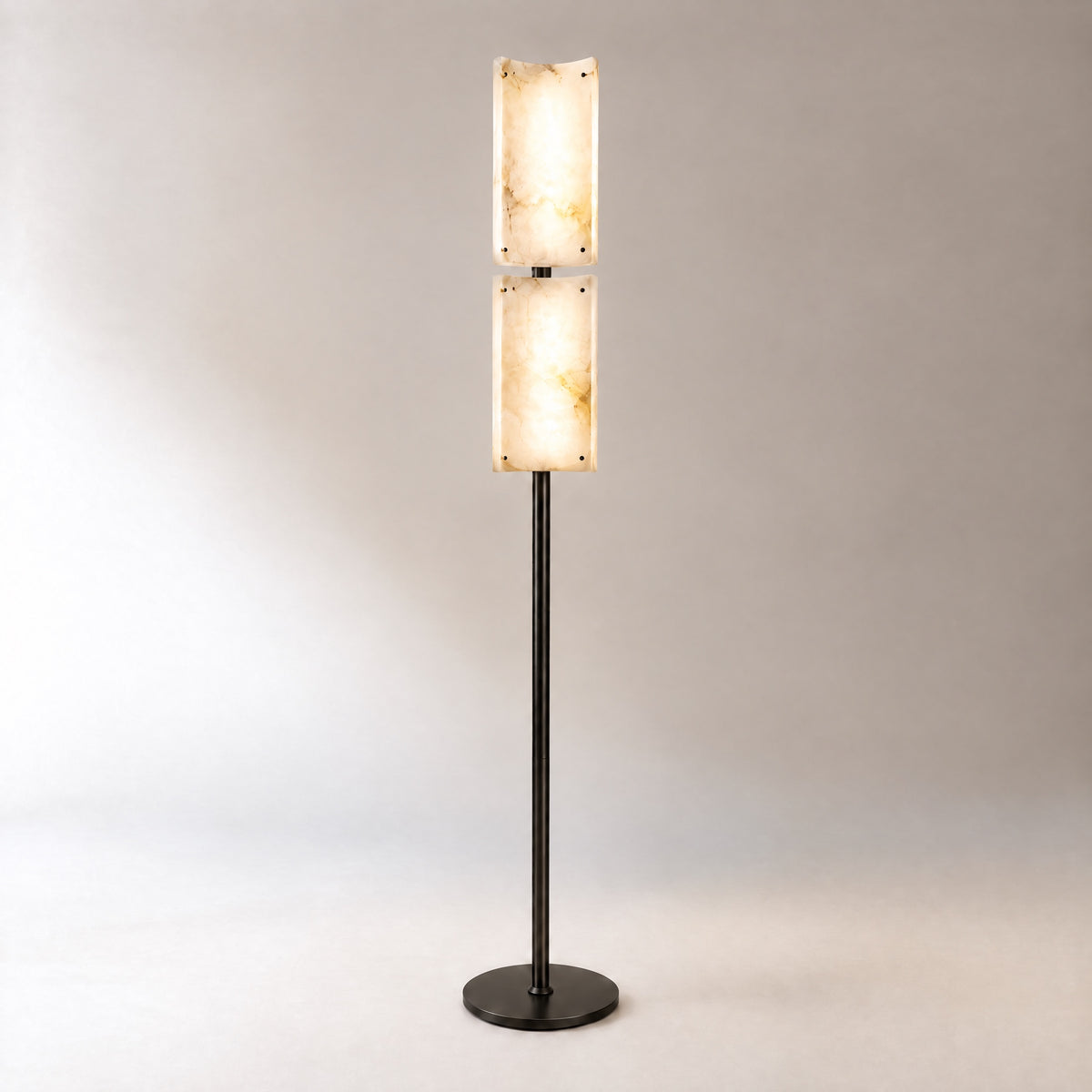 Harmon Modern Alabaster Floor Lamp 65.4" H – lights on
