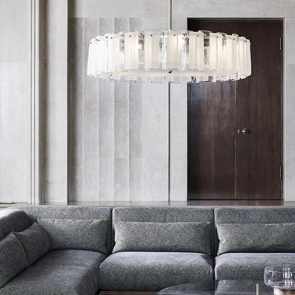 Harmony Modern Luxury Glacier Glass Round Chandelier Chandeliers