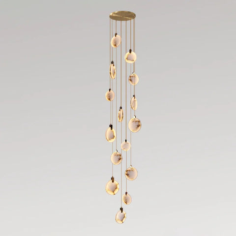 Harvest Alabaster Chandelier 15 Heads: Dia 31.5″(80Cm) X H 196.9″(500Cm) / Gold And