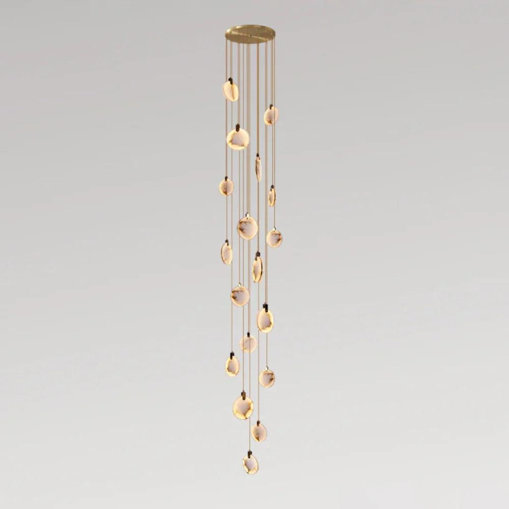 Harvest Alabaster Chandelier 18 Heads: Dia 35.4″(90Cm) X H 236.2″(600Cm) / Gold And