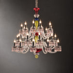 Havresso Multicolor Glass 24-Light Chandelier 47.2" on a dark olive wall