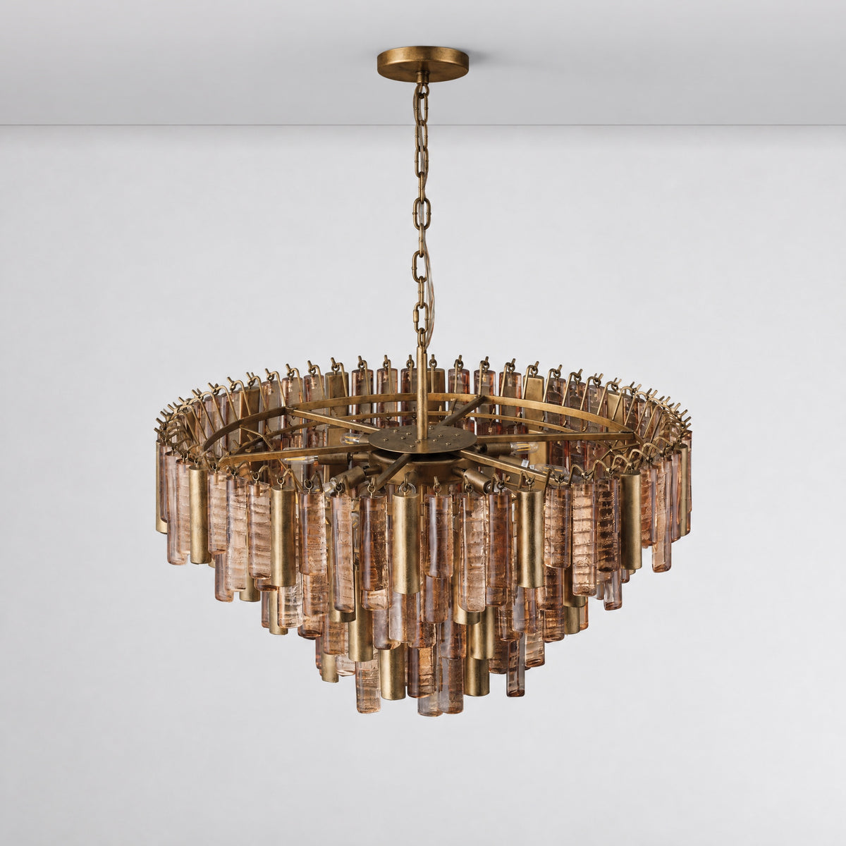 Heirloom Gold Amber Glass Round Pendant D860 - Copper – lights off
