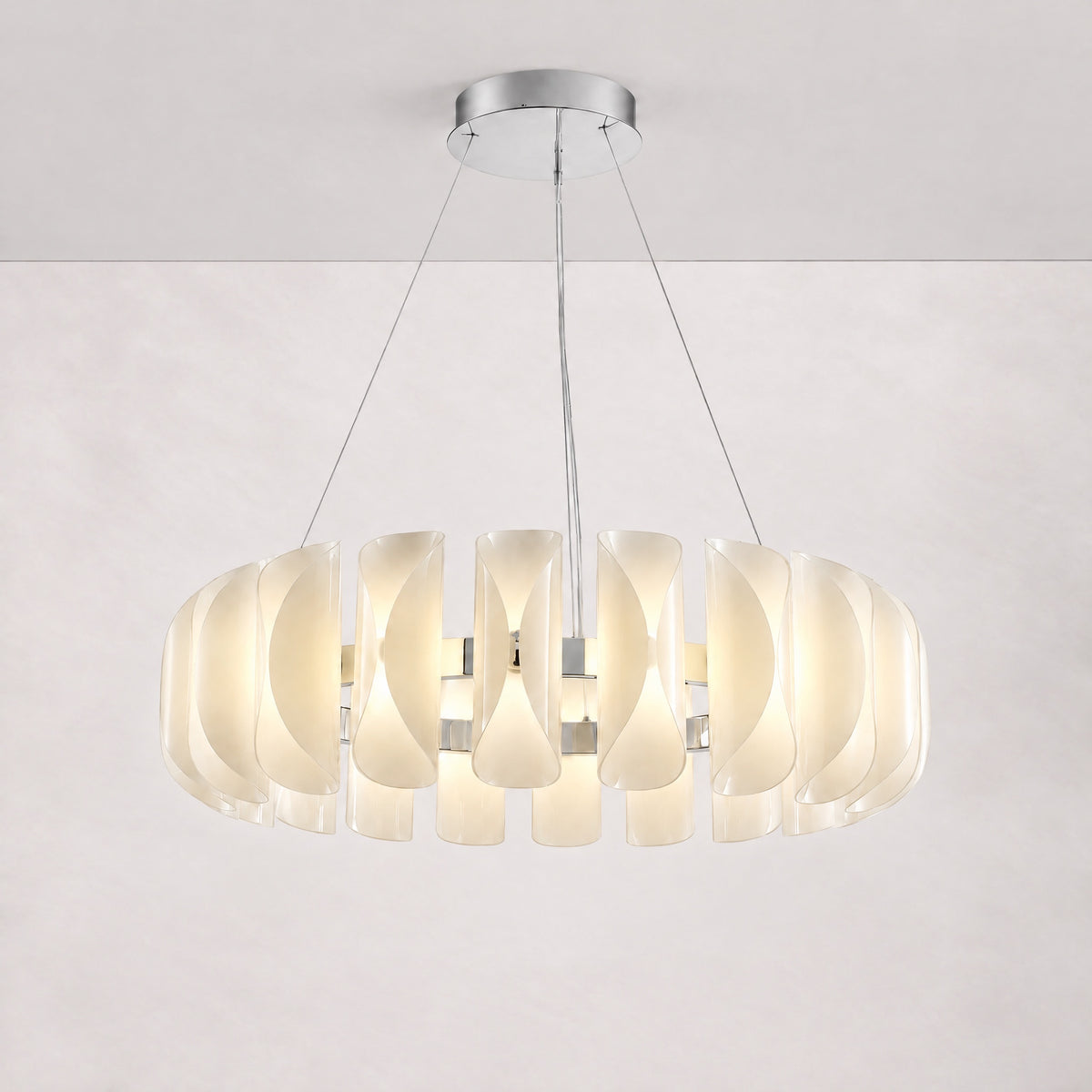 Helena Modern Glass Round Chandelier – lights on