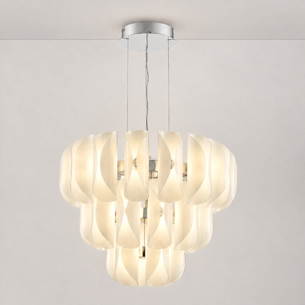 Helena Tiered Modern Glass Chandelier 31" D