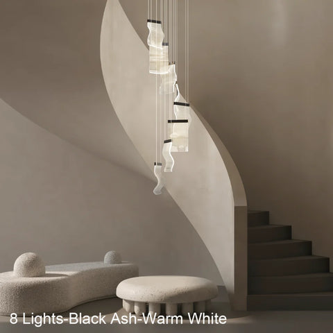 Helia Luxury Modern Staircase Chandelier - Helia-1-Yiosilamp