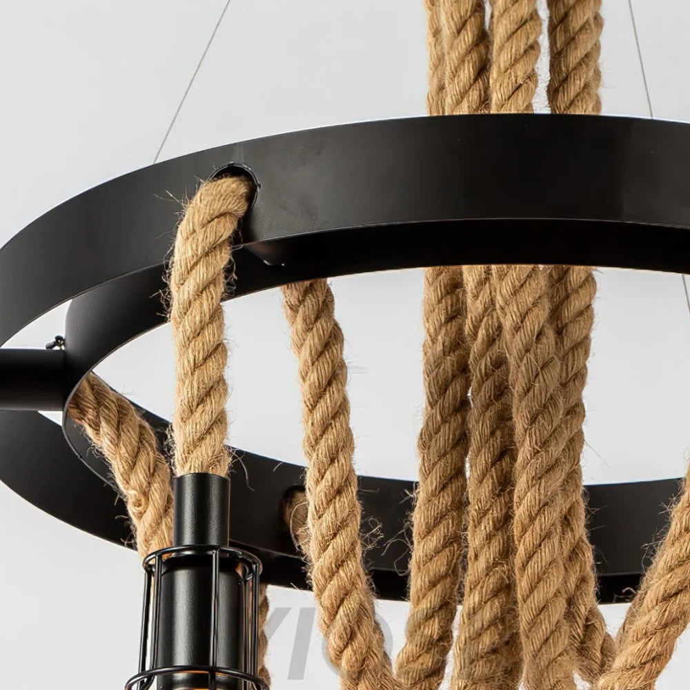 Hemp Rope Industrial Starfall Chandelier with 4/6/8 heads - Hemp Rope-1-Yiosilamp