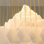 Hexa Alabaster Cascade Chandelier – Gold & White LED Luxury Light