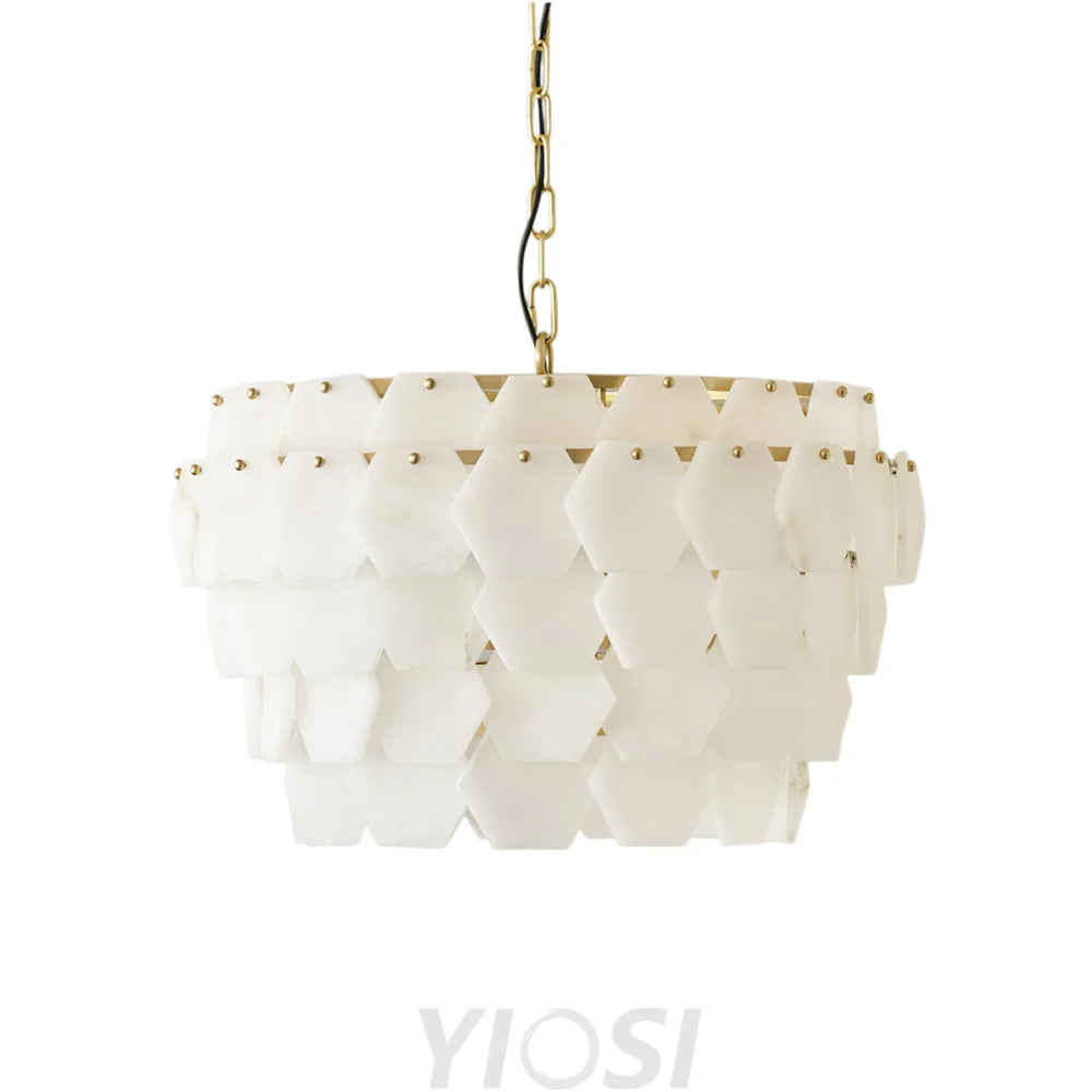 Hexa Cloud Gold & White Alabaster Pendant Light – 23.6’’ Diameter