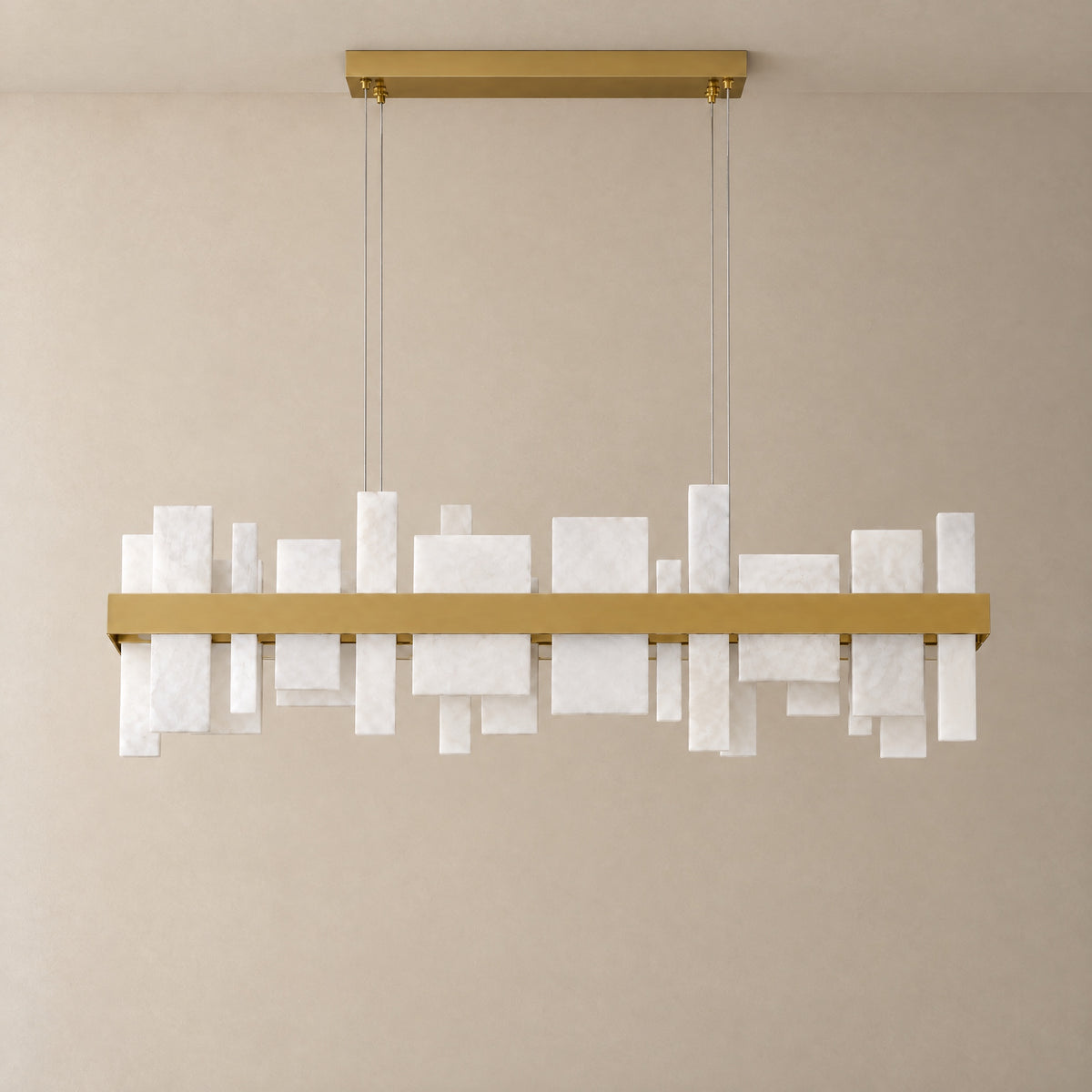 Hollis Alabaster Linear Dining Chandelier 46.8"L – lights off