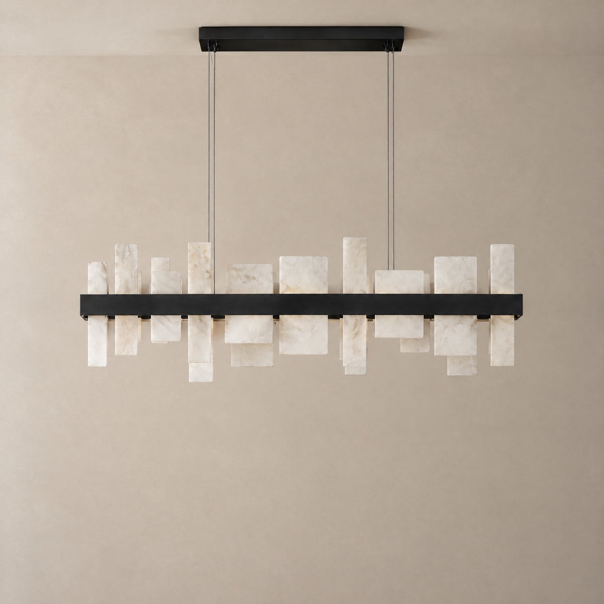 Hollis Alabaster Tile Linear Chandelier 46.8"L – lights off
