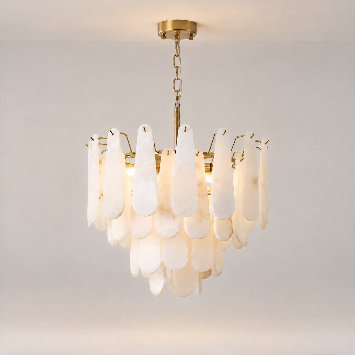 Hollis Modern Alabaster Tiered Chandelier